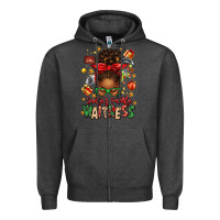 Charcoal Heather santa's favorite waitress messy bun Zipper Hoodie - texasbilliewilder