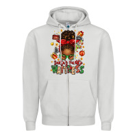 Dove Grey santa's favorite waitress messy bun Zipper Hoodie - texasbilliewilder