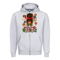 Heather Grey santa's favorite waitress messy bun Zipper Hoodie - texasbilliewilder