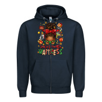 Navy santa's favorite waitress messy bun Zipper Hoodie - texasbilliewilder