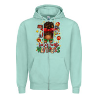 Seafoam santa's favorite waitress messy bun Zipper Hoodie - texasbilliewilder