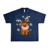 Navy Christmas reindeer Urban Heavy Tee - MaliasSmallBusiness