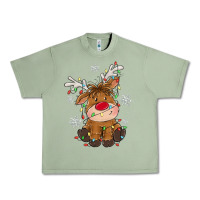 Oil Green Christmas reindeer Urban Heavy Tee - MaliasSmallBusiness