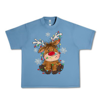 Pebble Blue Christmas reindeer Urban Heavy Tee - MaliasSmallBusiness