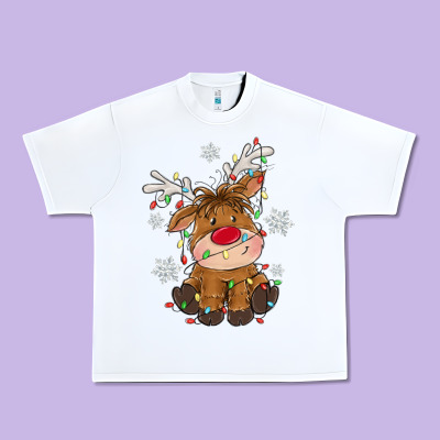 Christmas Reindeer Urban Heavy Tee Designed By Maliassmallbusiness