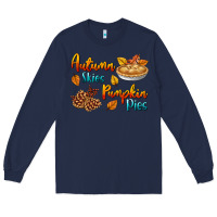 Navy Autumn Skies Pumpkin Pies Long Sleeve Tee - BundleAndBundleShop