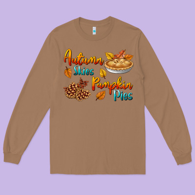 Autumn Skies Pumpkin Pies Long Sleeve Tee Designed By Bundleandbundleshop