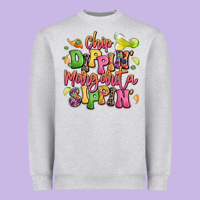 Chip Dippin' Margarita Sippin' Heavyweight Sweatshirt Designed By Lillyallendesigns