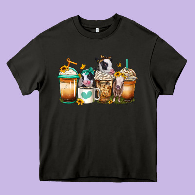 Heifers Coffee Cups Heavy Core Tee Designed By Jasminsmagicworld