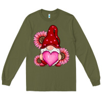 Army Green valentines day with sunflowers gnomes Long Sleeve Tee - RanaPortraitStore