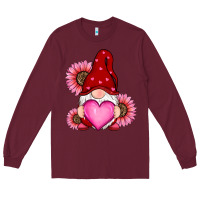 Burgundy valentines day with sunflowers gnomes Long Sleeve Tee - RanaPortraitStore
