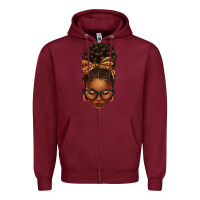 Burgundy afro messy bun leopard bow Zipper Hoodie - texasbilliewilder