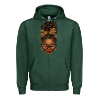 Sports Green afro messy bun leopard bow Zipper Hoodie - texasbilliewilder
