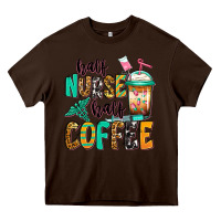 Chocolate Brown half nurse half coffee Heavy Core Tee - Jasminsmagicworld