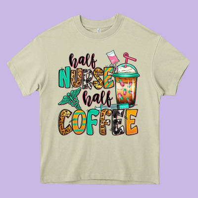 Half Nurse Half Coffee Heavy Core Tee Designed By Jasminsmagicworld