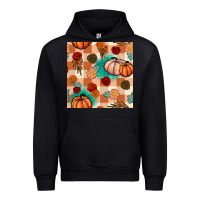Black floral pumpkins seamless pattern Urban Hoodie - BundleAndBundleShop