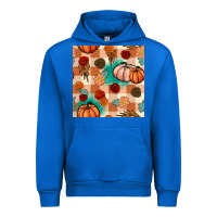 Cobalt floral pumpkins seamless pattern Urban Hoodie - BundleAndBundleShop