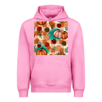 Fuchsia Pink floral pumpkins seamless pattern Urban Hoodie - BundleAndBundleShop