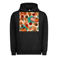 Pigment Black floral pumpkins seamless pattern Urban Hoodie - BundleAndBundleShop