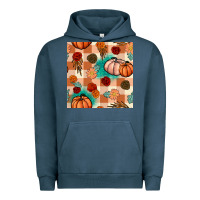 Pigment Midnight Navy floral pumpkins seamless pattern Urban Hoodie - BundleAndBundleShop
