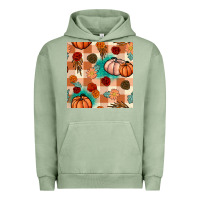 Pigment Oil Green floral pumpkins seamless pattern Urban Hoodie - BundleAndBundleShop