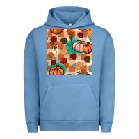Pigment Pebble Blue floral pumpkins seamless pattern Urban Hoodie - BundleAndBundleShop