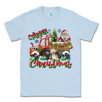 Dusty Blue Merry Christmas  tractor Classic Tee - CowhideDigitalArt
