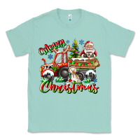 Seafoam Merry Christmas  tractor Classic Tee - CowhideDigitalArt