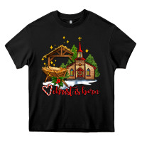 Black the church  chrıst is born Heavy Core Tee - AdoDesignShop