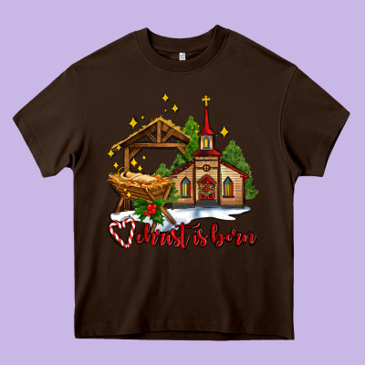 The Church  Chrıst Is Born Heavy Core Tee Designed By Adodesignshop