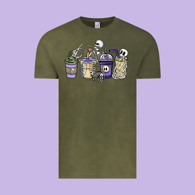 Skeleton Coffee Cups Vintage Tee Designed By Nancycooperartshop