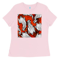 Bubblegum Pink flying ghosts seamless pattern Ladies Tee - BundleAndBundleShop