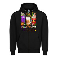 Black Hallothanksmas coffee cups Zipper Hoodie - texasbilliewilder