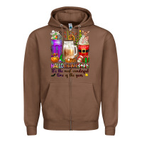 Chestnut Hallothanksmas coffee cups Zipper Hoodie - texasbilliewilder