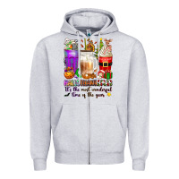 Heather Grey Hallothanksmas coffee cups Zipper Hoodie - texasbilliewilder