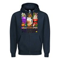 Navy Hallothanksmas coffee cups Zipper Hoodie - texasbilliewilder