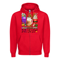Red Hallothanksmas coffee cups Zipper Hoodie - texasbilliewilder