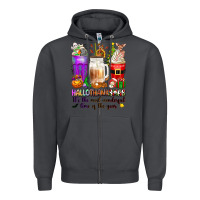 Smoke Hallothanksmas coffee cups Zipper Hoodie - texasbilliewilder
