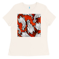 Bone flying ghosts seamless pattern Ladies Tee - BundleAndBundleShop