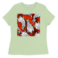 Matcha flying ghosts seamless pattern Ladies Tee - BundleAndBundleShop