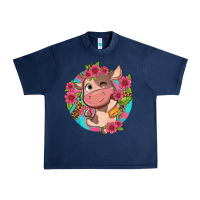 Navy cute cow pink flowers and leopard pattern Urban Heavy Tee - NancyCooperArtShop