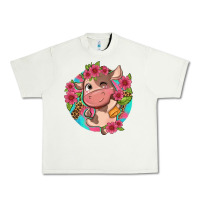 Pistachio cute cow pink flowers and leopard pattern Urban Heavy Tee - NancyCooperArtShop