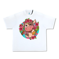 White cute cow pink flowers and leopard pattern Urban Heavy Tee - NancyCooperArtShop