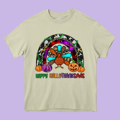 Happy Hallothanksmas Heavy Core Tee Designed By Jahusdesignshop