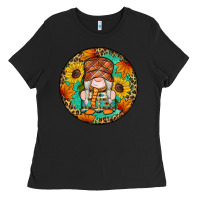 Black fall gnomes round earrings 2 Ladies Tee - Artiststas