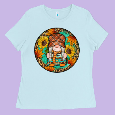 Fall Gnomes Round Earrings 2 Ladies Tee Designed By Artiststas