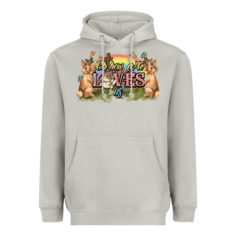 Oh How He Loves Us Cross Easter Day Heavyweight Hoodie by HowdyJamesFarm | Teevron