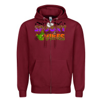 Burgundy Spooky vibes Zipper Hoodie - NancyCooperArtShop