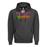 Charcoal Heather Spooky vibes Zipper Hoodie - NancyCooperArtShop