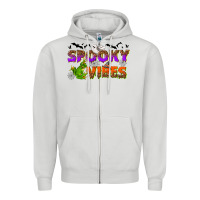 Dove Grey Spooky vibes Zipper Hoodie - NancyCooperArtShop